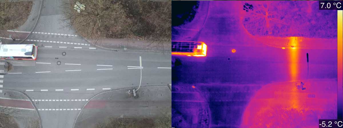 Wärmebild Strasse Drohne